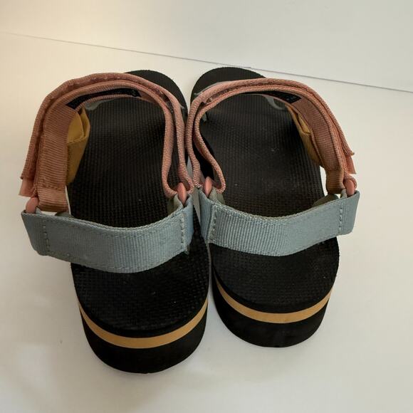 Teva Sandals Womens 10 Pink Blue Platform Universal Slip On Boho Y2K Casual - Picture 7 of 9